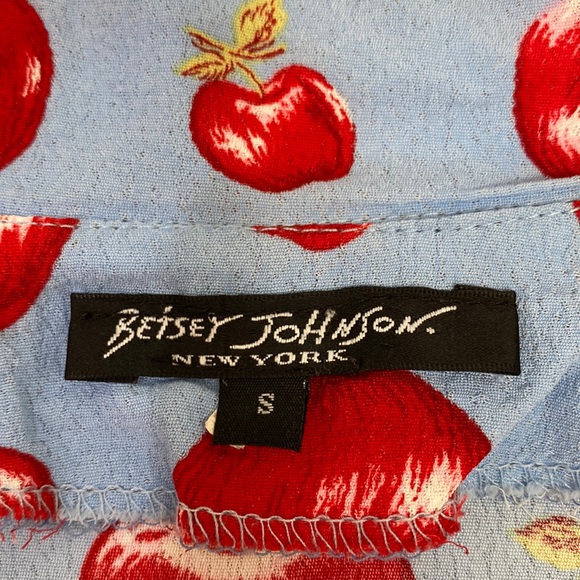 Vintage 90s Y2K π Betsey Johnson Apple Cup Of Coffee Fruit Dress, Size Small - Picture 7 of 11